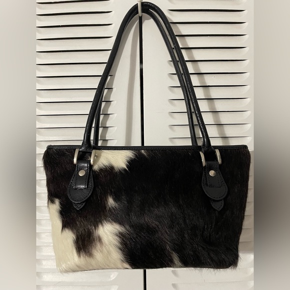 DAMARE, WOMEN'S SHOULDER BAG, Genuine cowhide leather, black white - Picture 16 of 17